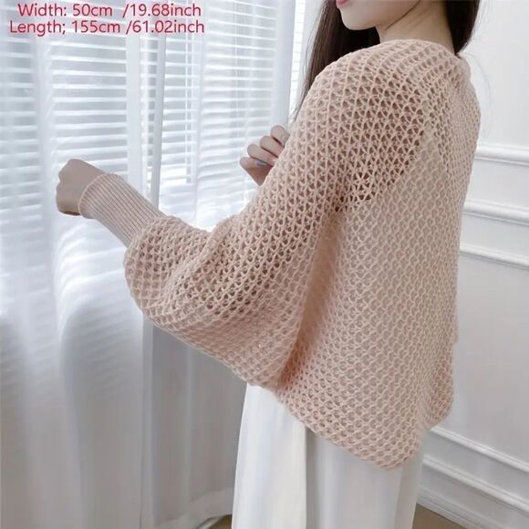 Elegant Honeycomb Hollow Shawl Knitted - Picture 2 of 2